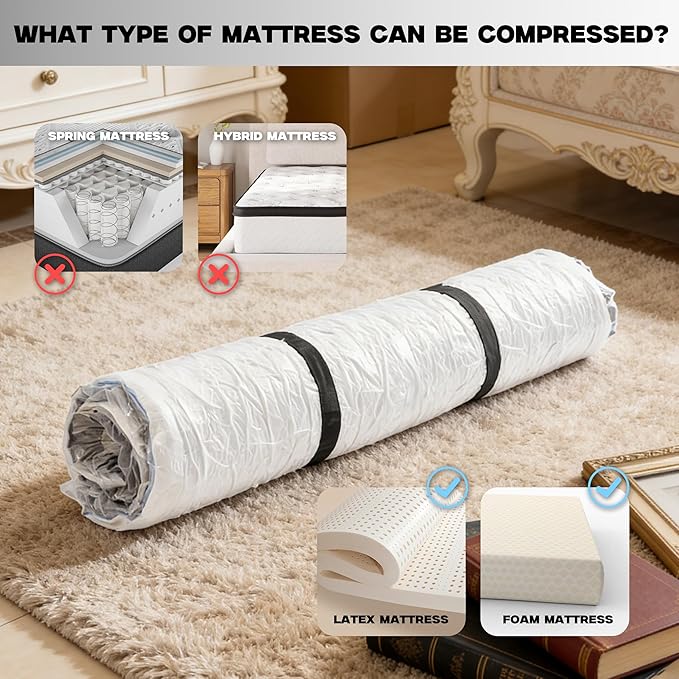 WORKKOOL Vacuum Mattress Bag for moving, Vacuum Sealed Bags for Mattress Storage, Mattress Compression Bag, Foam and Latex Mattress Vacuum Bag with Straps(KING. CAL-KING)