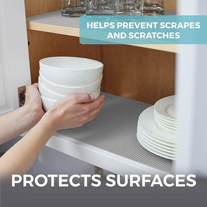 HOME GENIE Shelf Drawer and Cabinet Liner, Durable with Strong Grip, 20 in x 20 FT, Non Adhesive Liners Protect Kitchen Cabinets and Cupboard, Pantry, Bathroom Drawers and Shelves, Desks, Soft Gray