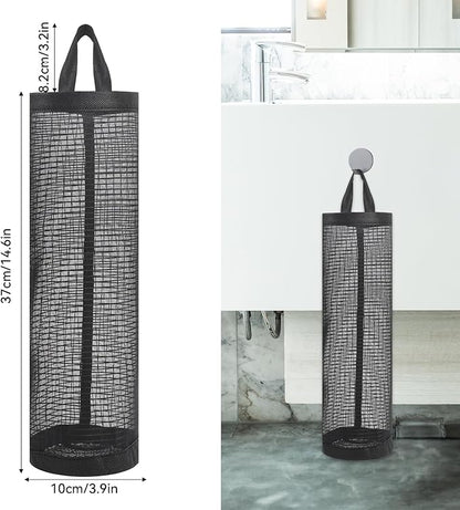 Mozeat Lens 2Pack Plastic Bag Holder, Grocery Bag Holder for Plastic Bags Mesh Hanging Storage Dispenser Trash Bag Organizer Shopping Bag Holder for Plastic Bags