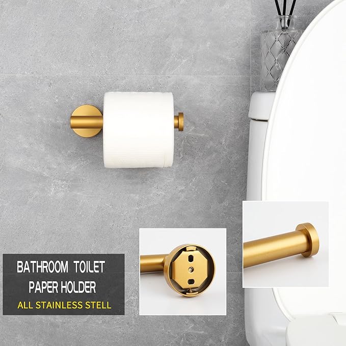 GERZWY Bathroom Toilet Paper Holder Paper Gold Stainless SteelTowel Dispenser Tissue Roll Hanger Wall Mounted