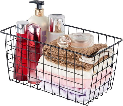 3 Pack【Extra Large】Hanging Kitchen Basket,Wire Storage Basket,with Traceless Tape and High-Strength Nylon Hooks,no Drilling,for Cabinet Storage,Kitchen,Bathroom,Storage Room,large capacity