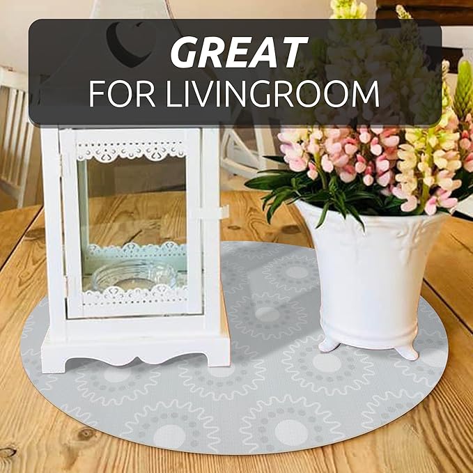 12X120 Inch Shelf Liner for Kitchen Cabinets, PVC Drawer Liner for Dresser Non-Slip Bathroom, Non-Adhesive Cabinet Liner Washable (White Circle)(1 Roll)