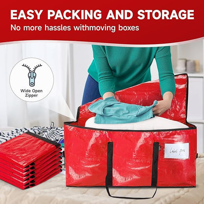 8-pack extra-large moving bags - zinc alloy zipper, webbing edging, sturdy handles, durable construction, PE plastic material, suitable for university dormitories and home organization.