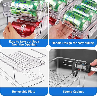 BingoHive Rolling Soda Can Organizer for Refrigerator Can Dispenser for Beer Soda Seltzer Pop Can Soda Organizer for 10 Standard Size 11.15oz or 12oz Cans Holder Storage Pantry Organization