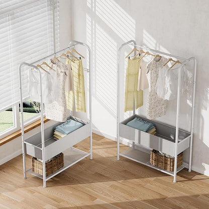 SINGAYE Clothes Garment Coat Rack Drying Clothing Racks Metal Freestanding for Hanging Clothes Portable Closet for Laundry Bedroom White