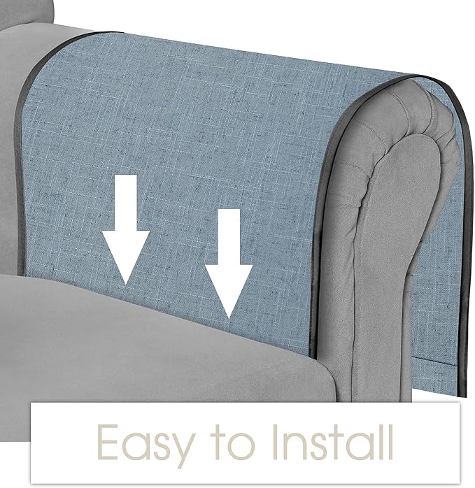 Joywell Remote Holder for Recliner Armchair Caddy Couch Armrest Non Slip Sofa Arm Chair Caddie with 6 Pocket for Magazine, Tablet, Phone, iPad, Think Linen, Blue