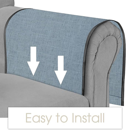 Joywell Remote Holder for Recliner Armchair Caddy Couch Armrest Non Slip Sofa Arm Chair Caddie with 6 Pocket for Magazine, Tablet, Phone, iPad, Think Linen, Blue