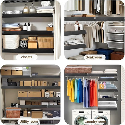 Wire Shelf Cover, Wire Rack Covers for Pantry,4 Pcs PVC Wood-Look Faux Wood Shelf Liners,24x16 Inch,0.24 inch Thick for Home and Kitchen Organization