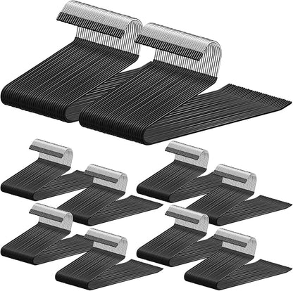 Treela 100 Pack Open Ended Pants Hangers, Metal Non Slip Trouser Hangers, Anti Rust Chrome Rubber Coating Slack Jeans, Heavy Duty Space Saving for Trousers Slacks Skirts