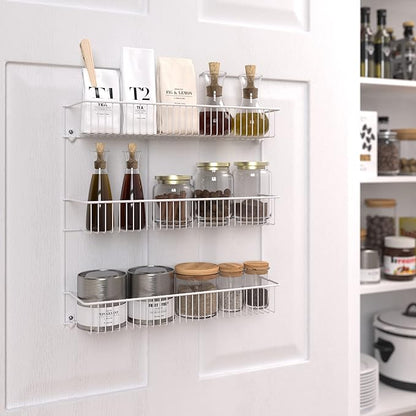 ClosetMaid 3-Tier Hanging Wall Mounted Metal Rack for Spices, Shelf Storage, Pantry Organization, Laundry, Kitchen, Bathroom, White, 8022 (Pack of 2)