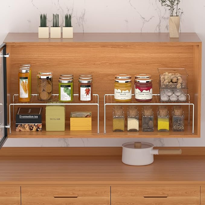 Redrubbit 2 Pack Medium (13 x 9. 4 Inch) Cabinet Storage Shelf Rack, Rustproof Kitchen Counter and Cabinet Shelf, Storage Rack Organizer for Kitchen, Fridge, Cabinet, Bathroom, Chrome