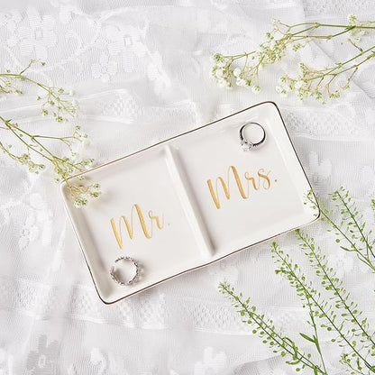 Spegiffu Mr. & Mrs. Ring Dish Engagement Wedding Ring Holder Gift for Future Mrs. / Newlywed - Her Engagement Wedding Gifts for Newly Engaged Couples Bridal Shower Gifts for Bride to be