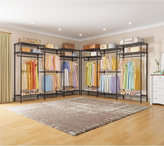 VIPEK V5i Plus Wire Garment Rack Heavy Duty Clothes Racks for Hanging Clothes, Large Free Standing Wardrobe Closet Metal Clothing Racks with Adjustable Shelves for Bedroom, Black