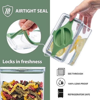 Prestoor 4-Pack Airtight Pantry Containers, 1.9 QT / 1.8 L Clear Food Storage Jars with Leakproof Twist-Lock Lids, Detachable Lid for Easy Cleaning, Cereal, Pasta, Rice, Oats, Snack Storage Sand