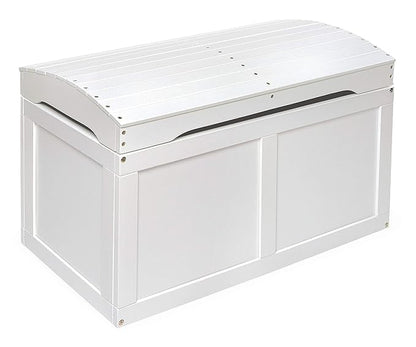 Badger Basket Hardwood Safety Hinge Barrel Top Toy Storage Chest, White (01335)