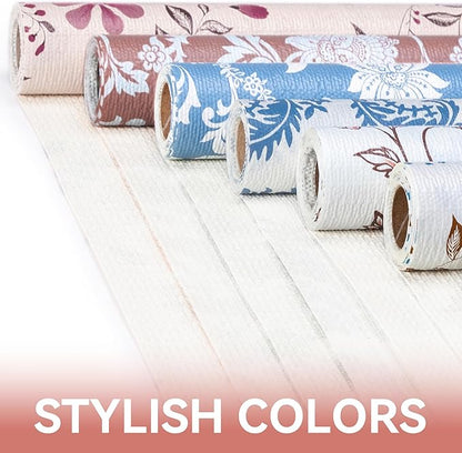 RAY STAR Shelf Liner, Non Adhesive Floral Kitchen Cabinet Liner for Pantry Drawer, Strong Grip Non Slip Waterproof, Shelf Liners for Kitchen Cabinets Cupboard 12 Inch x 10 FT Pink Daisy (4 Rolls)