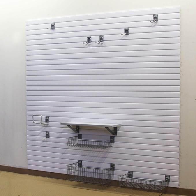 Standard Duty 4' ft. Slatwall Panels (Set of 4 Panels, Covers 16 sq. ft.) (Brite White)