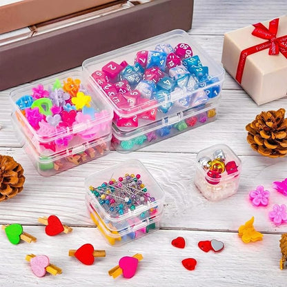 24 Packs Small Clear Plastic Beads Storage Containers Box with Hinged Lid for Storage of Small Items, Crafts, Jewelry, Hardware(1.37 x 1.37 x 0.7 Inches)