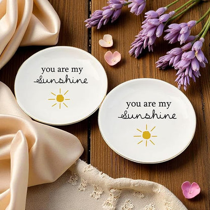 Gift For Mom Grandma Sister Daughter Women Girl, Ceramic Ring Dish, Jewelry Dish, Jewelry Holder, Trinket Tray, Birthday Gift, Mother Present, Wedding Gift, Mother And Daughter, You Are My Sunshine
