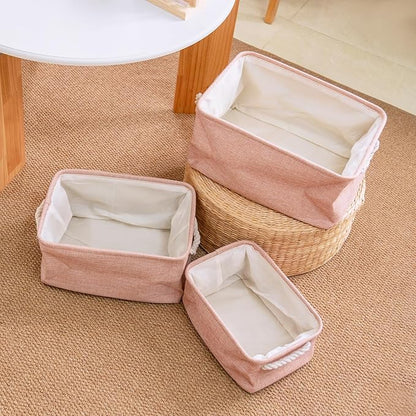 Storage Baskets for Shelves Closet Organizer Bins Clothes Storage Bins with Metal Frame Large Baskets for Organizing and Storage with Handles Collapsible Pink 3-Pack