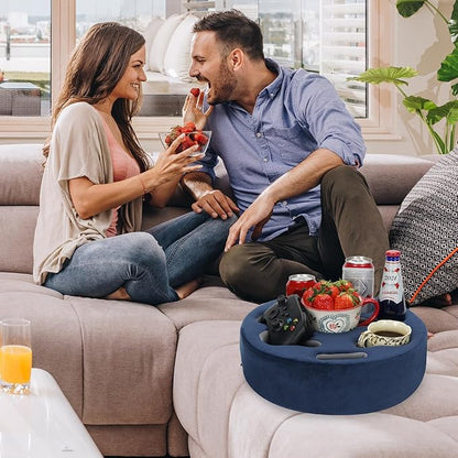 Couch Cup Holder Pillow - Cup Glass Cozy Pillow | Couch Caddy Sofa Bed Buddy Holds Drinks, Snacks, Remote, Phones, Tablet. Keep Drinks Stand and Prevent Spills for Car, Park, Beach, Picnic.(Navy)
