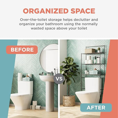 Zenna Home Over the Toilet Storage Shelf Space Saver, Behind Toilet Bathroom Organizer and Storage, Metal Bathroom Organizer with 3 Shelves, Oil Rubbed Bronze