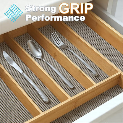 Songrey Non-Adhesive Drawer and Shelf Liner, Non Slip Cabinet Liners, Protect Kitchen Cupboard, Bathroom Drawers, Breathable, Thick Strong Grip mat (20IN x 20FT, Beige)