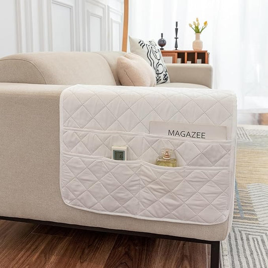 OYX Recliner Armrest Organizer with 6 Pockets, Non-Slip Remote Control Holder for Couch, Sofa & Bedside Storage, Compatible with Phone, iPad, Magazines