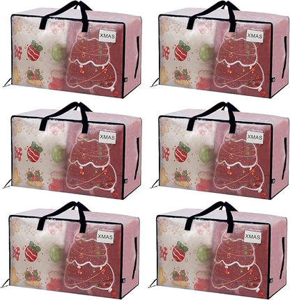 VENO 6 Pack Moving Bags and Large Christmas Decoration Storage Bins with lids. Alternative to Moving Boxes, Packing Supplies for College. Heavy Duty Totes (Clear, 6 Pack)