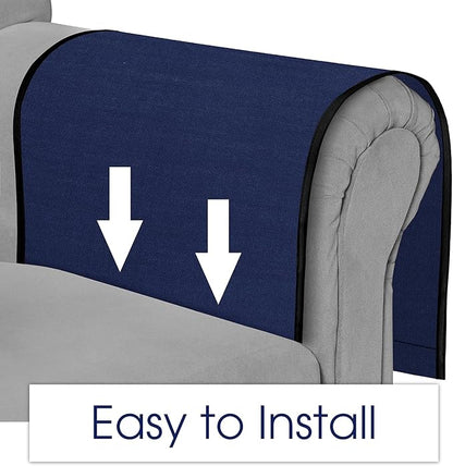 Joywell Remote Holder for Recliner Armchair Caddy Couch Armrest Non Slip Sofa Arm Chair Caddie with 6 Pocket for Magazine, Tablet, Phone, iPad, Think Linen, Classic Blue