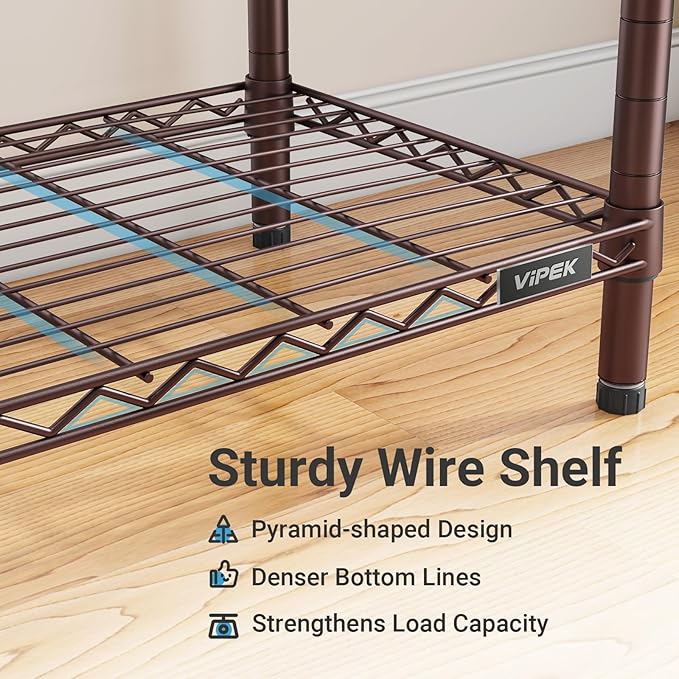 VIPEK V5i Garment Rack Heavy Duty Clothes Rack, Portable Closet Wardrobe Bedroom Armoires Freestanding Clothing Rack with 8 Adjustable Shelves & 4 Hang Rods, 68.9" L x 15.7" W x 76.4" H, Bronze