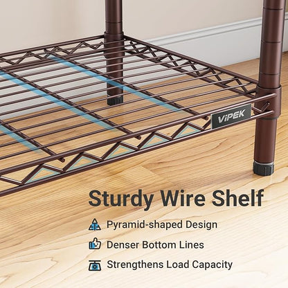 VIPEK V5i Garment Rack Heavy Duty Clothes Rack, Portable Closet Wardrobe Bedroom Armoires Freestanding Clothing Rack with 8 Adjustable Shelves & 4 Hang Rods, 68.9" L x 15.7" W x 76.4" H, Bronze
