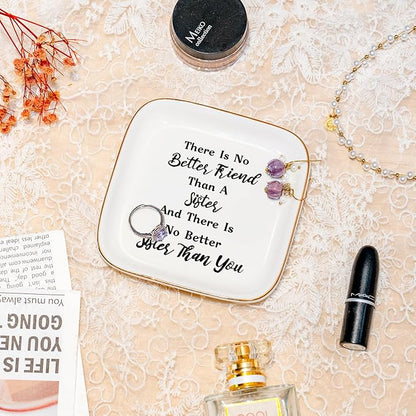 PUDDING CABIN Sister Gifts from Sister Soul Sisters Birthday Gifts for Women Funny Sis Jewelry Dish Adult Sister In Law Gifts