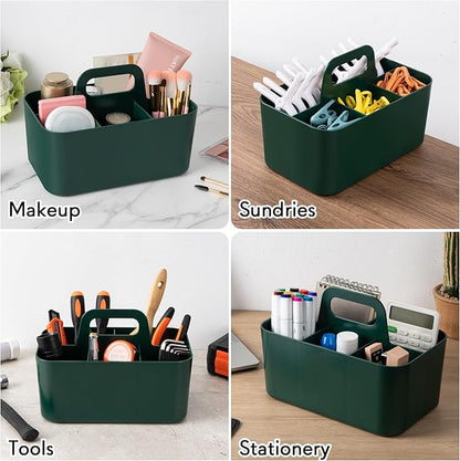 Tiawudi Multipurpose Caddy Organizer, Plastic Caddy with Handle, Stackable Desk Organizer for Stationery, Marker and Pencil, Office Supplies Organizer, Dorm Caddy