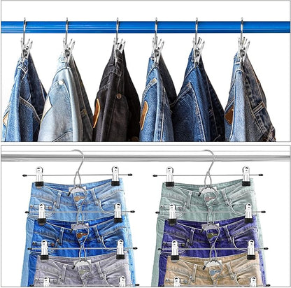 12 Pcs College Dorm Room Supplies Decor Skirt Pants Hangers with Clips Heavy Duty Clip Space Saving Stackable Add on Metal Organization and Storage for Jeans Towels Skirt Trousers Ties Socks