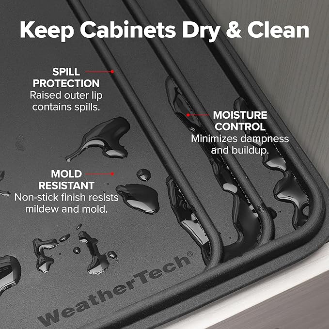 WeatherTech SinkMat – Waterproof Under Sink Liner Mat for Kitchen Bathroom – 46” x 22” Inches - Durable, Flexible Tray – Home undersink Organizer Must Haves, Black