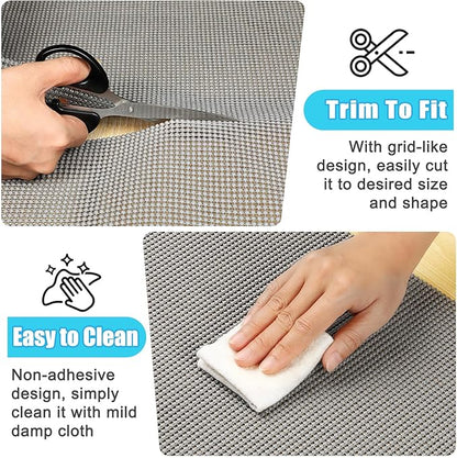 Songrey Non-Adhesive Drawer and Shelf Liner, Non Slip Cabinet Liners, Protect Kitchen Cupboard, Bathroom Drawers, Breathable, Thick Strong Grip mat (20IN x 10FT, Black)