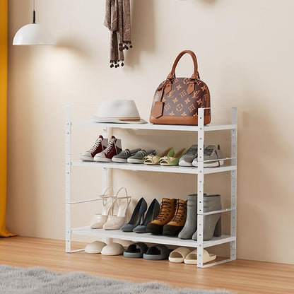 Multi-Functional Metal Shoe Rack, Space-Saving, Perfect for Entryway, Closet, Bathroom, etc. - Sturdy and Durable, High Weight Capacity(2PACKS/White/Medium)
