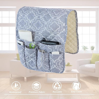 luckyjoyreal Armchair Caddy for Couch Remote Control Holder Premium Durable Non-slip Sofa Armset Organizer Caddy Storage for Recliner Couch 5 Pocket for Cell Phone Magazine 35"x13" Floral 1 Piece