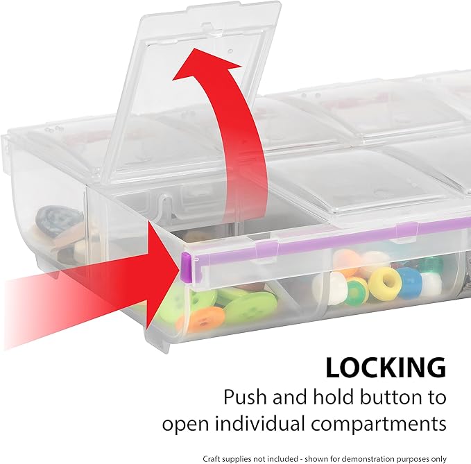 Craft Mates Craft & Sewing Supplies Organizer, 14 Locking Compartments (3XL) with Clear Lids, Bead, Jewelry, Embroidery, Thread, Needle, Scrapbooking, DIY Storage Box for Crafters and Artists