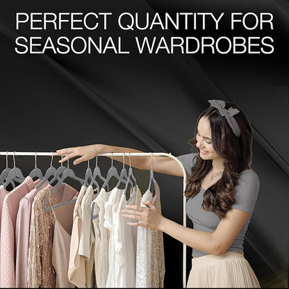 BROOKSTONE, [25 Pack] Velvet Hangers, [Non-Slip] 360° Swivel Hook, Lightweight & Slim, Strong & Durable, Space Saving Design, Heavy Duty, Won’t Stain Fabric