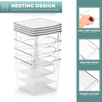 Sorbus Small Clear Plastic Storage Bins with Lids, Clear Stackable Storage Bins, Laundry Room Organizer Bins, Office, Classroom, Playroom, Bathroom, Laundry Room Organization and Storage (2 Pack)
