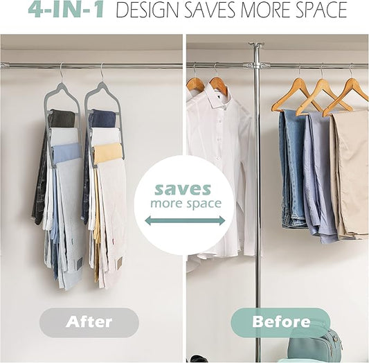 Velvet Pants Clothes Hanger Space Saving Non Slip Pants Shorts Hanger, Myfolrena Jeans Slack Trousers Hangers Multiple Velvet Hanger Closet Storage and Organization for Jeans,Scarf,Tie(Grey, 3)