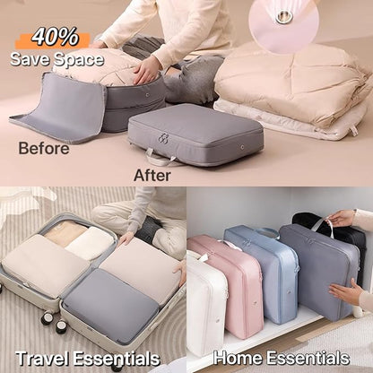 2025 Upgraded Ultra Space Saving Self Compression Organizer 3-Pack (XXL/XL/L) - Heavy Duty Double Layer Space Saver for Down Jackets, Duvets & Blankets, Waterproof Organizer for Travel/Dorm/Moving