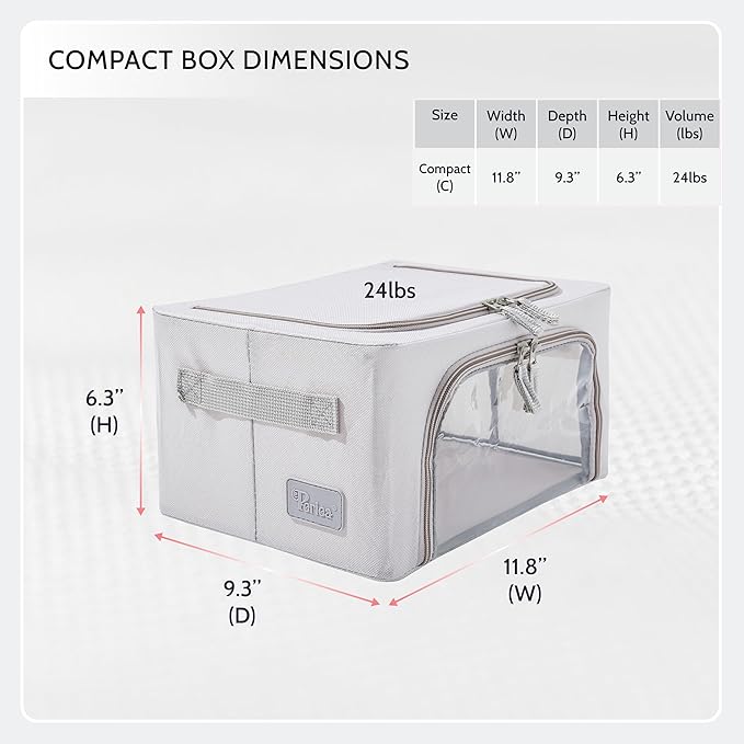 Periea Oxford Cloth Steel Frame Storage Boxes - Under-Bed or in Closet - Pack of 2 Compact Organizers (Metallic Floral Blush)