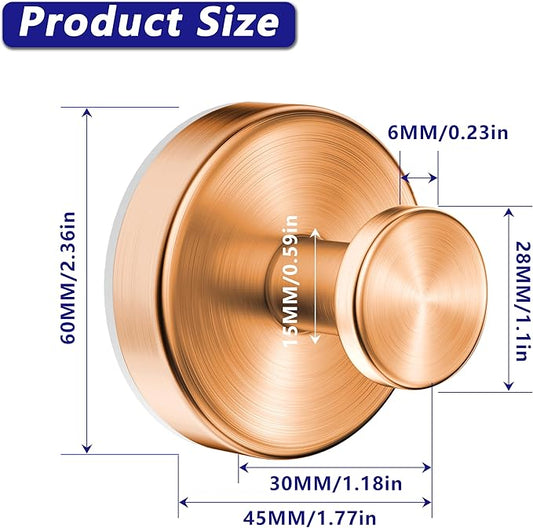 Epritliber Suction Cup Hooks for Shower,Wreath Hanger for Front Door,Removable No Drill Towel Loofah Hooks,Upgraded 15 lbs Strong Suction for Bathroom,Wall,Glass,Stainless Waterproof-Rose Gold 2 Pcs