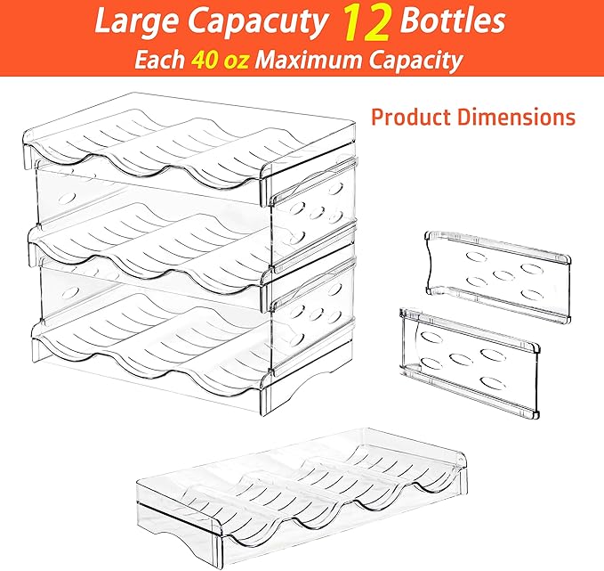 Baosia Stackable Wine Rack,Wine Bottle Holder for Inside Cabinet,for Pantry,Refrigerator,Countertop Organization-3 Tiers for 9 Bottles
