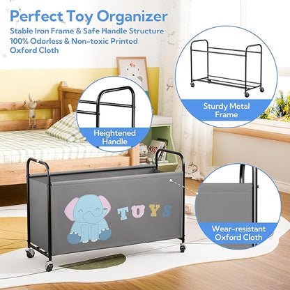 GRANNY SAYS Toy Box for Boys Girls, Extra Large Toy Chest Storage with Wheels, Metal Kids Toy Storage Organizer for Living Room Storage, 135L Toy Bins for Kids Organizer Stuffed Animals, Grey