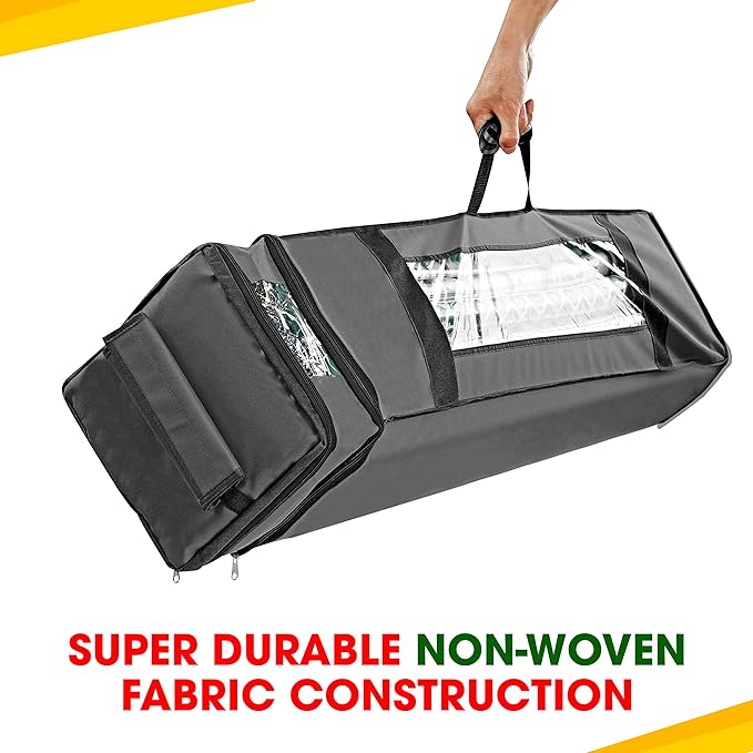 ProPik Wrapping Paper Storage Bag with Pocket and Handles Including Hanging Loop Heavy Duty Material with Clear Window 47 x 10 x 10 Inch Fits 40 Inch Long Rolls (Gray, 1 Count)