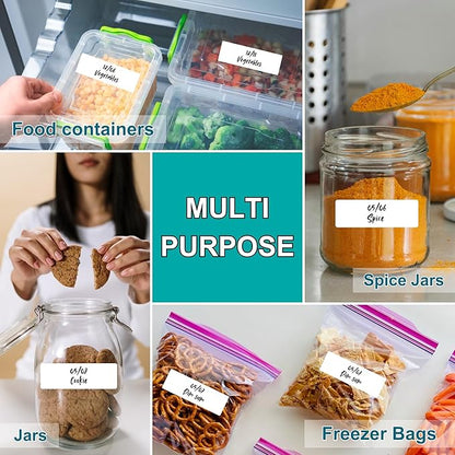 CATIFLIN 600 Blank Removable Freezer Label Stickers, 1”x3” Waterproof Adhesive Paper Tags with Perforation, Easy to Write & Peel for Food Jars, Bottles, Containers, Refrigerator, Storage